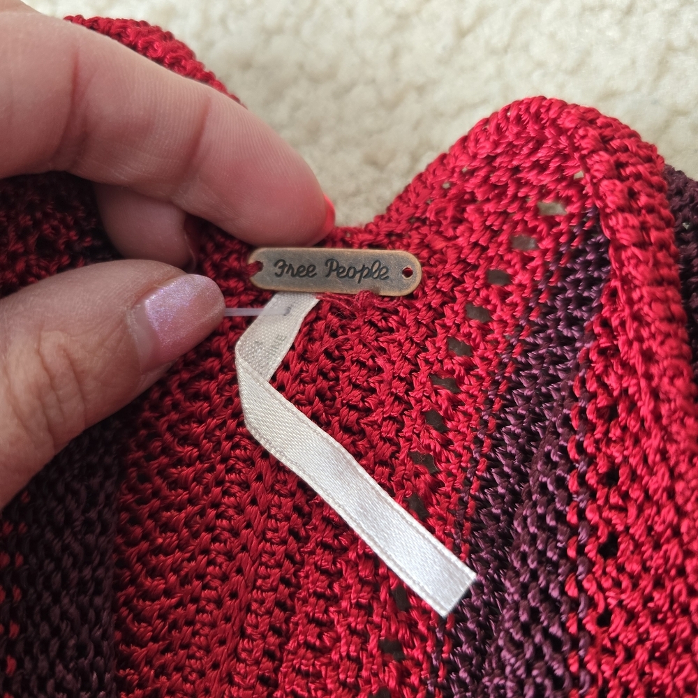 FREE PEOPLE Katie's Crochet Bodice Mini Dress in Red $168 Womens Size XS - Picture 10 of 13